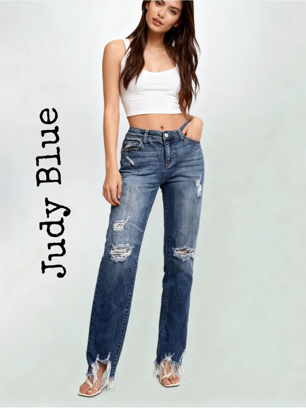 JUDY BLUE 
Distressed Blue Women's Jeans - Unknown Brand